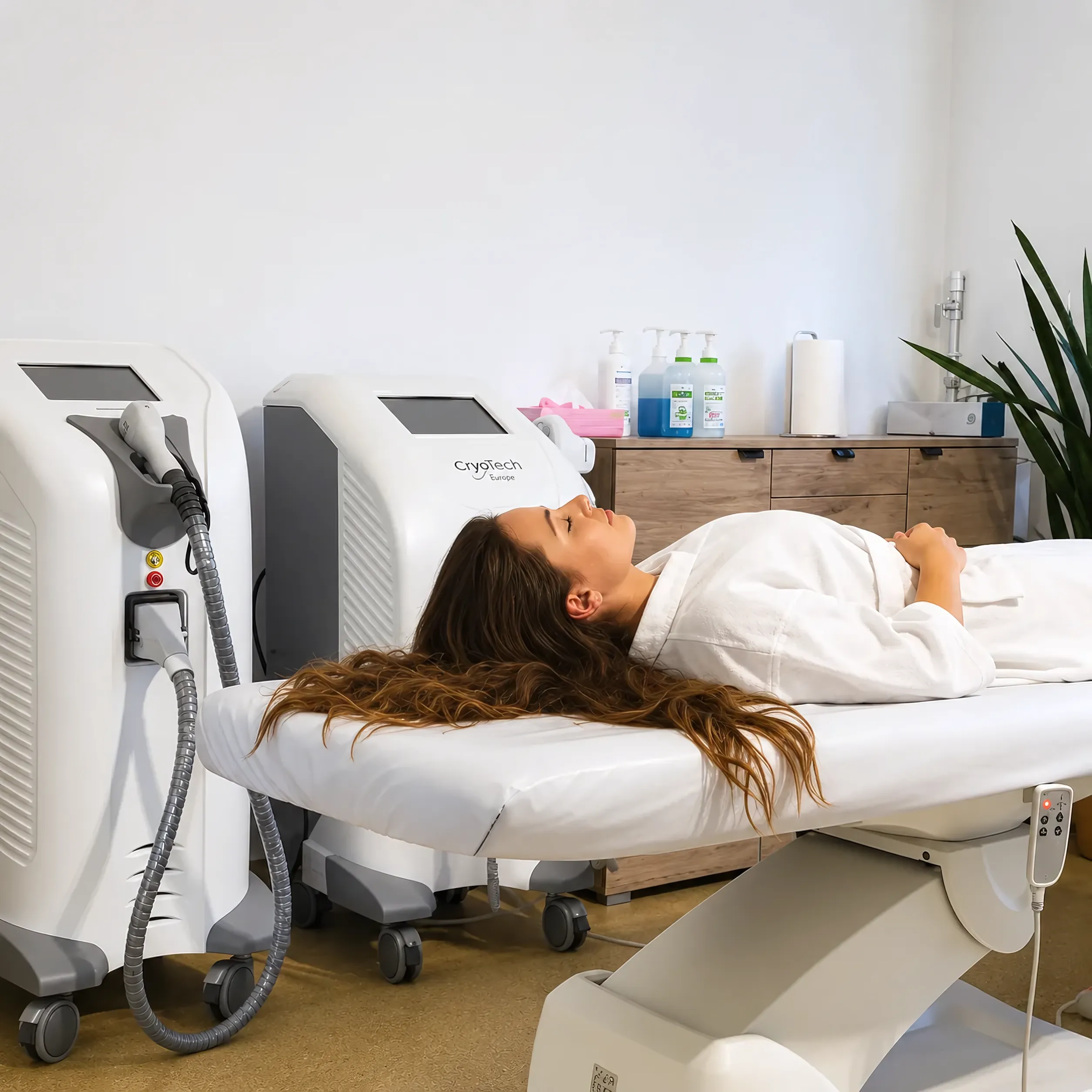 Client during a body sculpting session at CryoMedica Cluj.